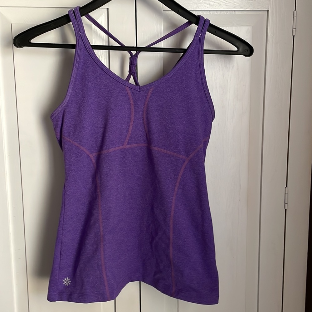 Athleta Empowerment Strappy Purple Tank Top With Built-In Bra Size Small